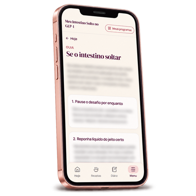 Celular com o guia Se o intestino soltar.